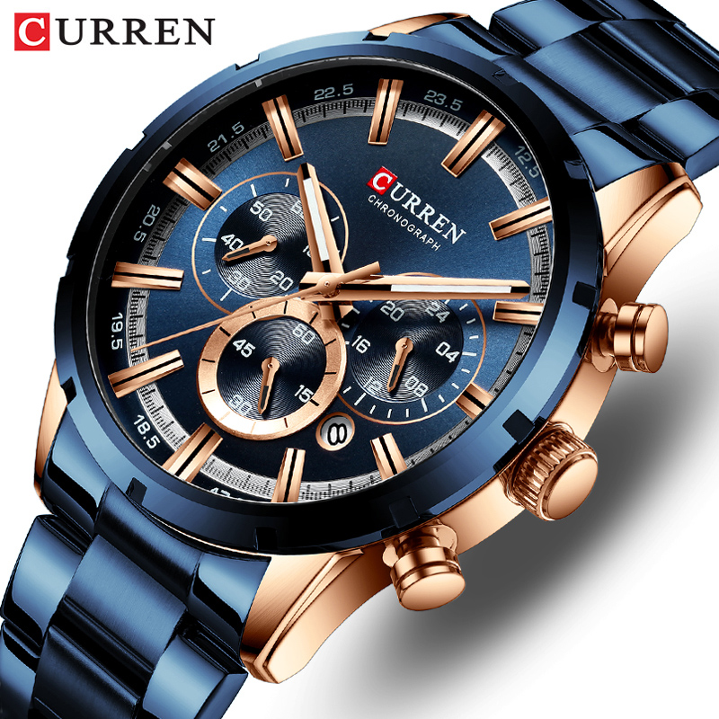 Luxury Watch Apple - Orologio da uomo Curren quadrante blu